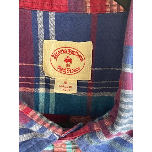 Brooks Brothers Red Fleece Plaid Button Down Shirt Women XL Long Sleeve Casual - Picture 3 of 3